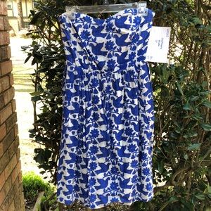 Blue Bird Strapless Dress Size 6